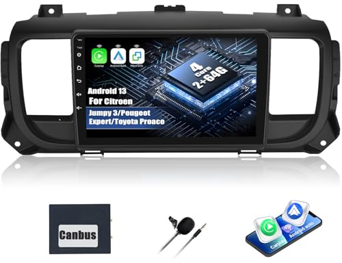 CAMECHO [8Core 2G+64G] Android 13 Autoradio für Citroen Jumpy 3/Peugeot Expert/Toyota Proace mit Navi Carplay Android Auto,Radio 2 Din 9 Zoll Bildschirm mit DSP RDS Bluetooth Mirror Link