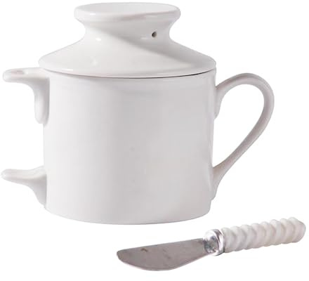 TAMUME Beurrier en porcelaine blanche avec fraîcheur hermétique et spatule à beurre
