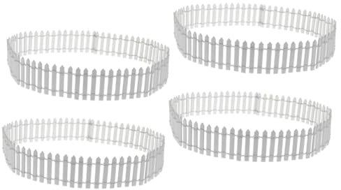 HANABASS 4 Stück Kleiner Holzzaun Landschaft Drahtzäune Grenze Miniaturen Puppenhauszaun Lattenzaun weihnachtbaumsdeko tannenbaumschmuck Spielzeug Miniaturornament Minizaun Weiß