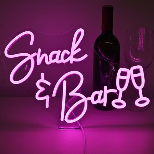 GLYOX Snack Bar Neon,Enseigne Lumineuse Neon Murale pour Cuisine Fête Bar Restaurant,Lumiere Led Déco Chambre, Decoration de Fenêtre pour Pub et Club, Panneau Néon Dimmable Cadeau d'Anniversaire