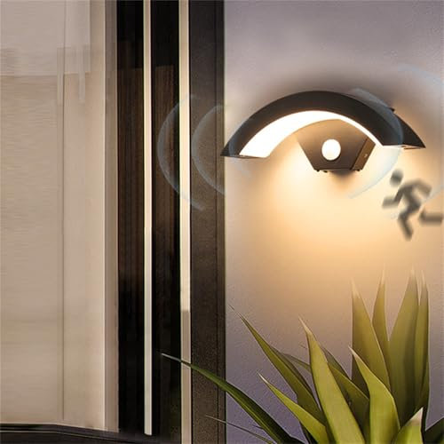 TZSMUM Modern Außenbeleuchtung mit Bewegungsmelder Außenlampe LED Wandleuchte Aussen IP65 Wasserdicht Außenleuchte Garten Außenwandleuchte für Außenbreich Treppenhuaus Terrasse Eingang (Warmes Licht)