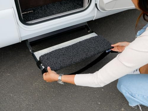 HEVO oneSTEP Stufenmatte für Wohnmobil & Wohnwagen – rutschfeste Trittstufe mit Reinigungseffekt – Hochwertige Matte in Schwarz – Ideal für Camping & Outdoor Large 67 x 26cm
