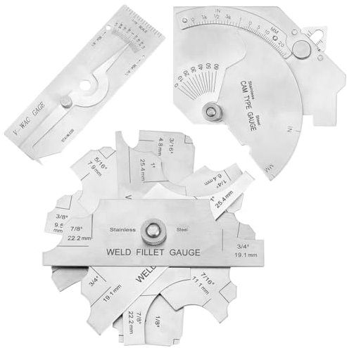 Ghnbajzls 7-Teiliges Messgeräte-Set, Kehlnahtmessgeräte-Set, Einzelnes Schweißmessgerät, Edelstahl-Brückennocken-Messgerät-Set.