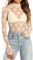 Women's Mesh Long Sleeve Top Mock Neck Sheer Blouse Floral Lace Layering Tops Y2k See Through Tee Shirt Spring Autumn Streetwear (Creamy-White, L)