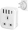 UK to India Plug Adapters, India Power Converter with 4 USB (1 USB C) Grounded Universal Travel Adapter 3 pin for India,Sri Lanka,Pakistan,Burma,Yemen etc (Type D travel adapter)