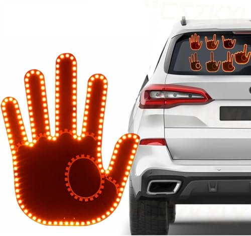 HLMNAKE Auto Finger Licht und Hand Zeichen Licht, LED Auto Hand Geste Zeichen Licht mit Fernbedienung, Auto Hand Finger Lechten, Auto Finger Lampe, Auto Dekoration Lichter (7 Modi)