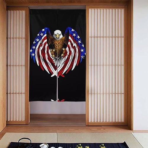 LLKGOT Vorhang mit USA-Flagge, patriotischer Adler, 86,4 x 142,2 cm, hochwertiger Stoff-Türvorhang für Zuhause und Büro