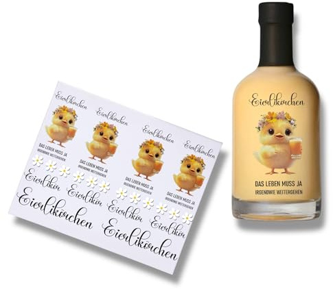RUB ONs Sticker Eierlikör Ostern, Bogen A4, bunt, Dekorationf für die Flasche, randlose Rubons Sticker, Rubon Aufkleber, Silikon Stempel