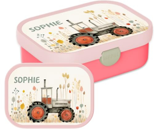 Mepal Personalisierte Brotdose mit Namen - Bento Lunchbox für Kinder - Traktor - Geeignet für bis zu 4 Butterbrote - BPA-frei & Spülmaschinenfest - 750 ml - Lieber Traktor