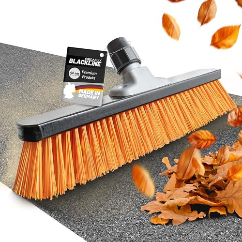 ORGAFLIX Premium Straßenbesen 40cm ohne Stiel - Blackline Orange, Kraftvoller Besen für Außenbereich, Extra langlebig, Hofbesen, Gartenbesen, Terrassenbesen, Besen ohne Stiel, Made in Germany