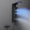 KINKIBOS Pannello doccia senza rubinetto, 6 funzioni, pannello doccia con indicatore di temperatura a LED, doccia a pioggia, doccia a pioggia, 2 modalità, ugelli massaggianti, doccetta e vasca da