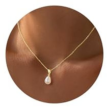 TINGN Gold Perlen Kette Damen 14 Karat Vergoldete Perlenkette Elegante Perlen Anhänger Kette Choker Halskette Hochwertiger Mode Schmuck Weihnachtengeschenke für Damen Frauen