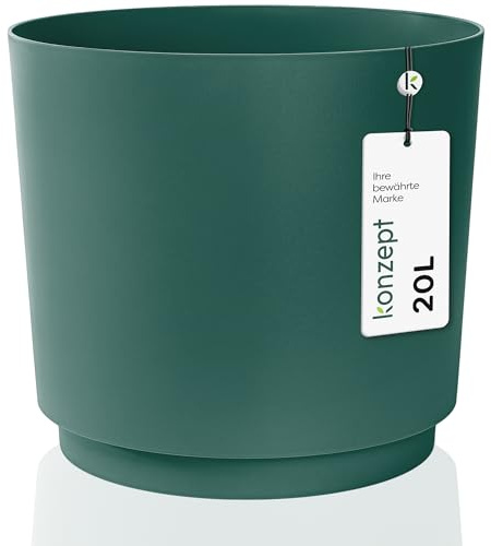 KONZEPT Blumentopf 32,5 cm - großer Übertopf aus Kunststoff für Zimmerpflanzen, modern und wetterfest, für Innen und Außen, Mint