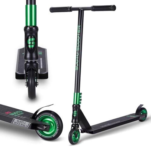 SUOTU Stunt Scooter, 360° Lenkung, Stunt Roller mit 100mm 85A PU Räder, Stand Roller für Kinder Jugendliche und Erwachsene, Tragfähigkeit: 100 kg, Aluminium
