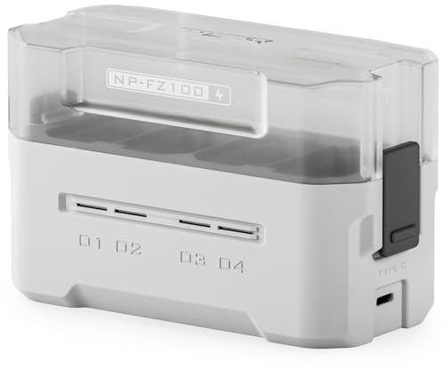 TILTA NP-FZ100 Akku-Ladegerät | Tragbare Ladestation | Lädt 4 Akkus mit USB-C PD 45 W Schnellladung | Sicher für ZV-E1, A6600, A6700, A7C, A7III, A7IV, A7RIII/IV, FX3, FX30 Akkus TBC-FZ100-OW