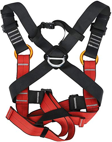 YWBL-WH Imbracatura da Arrampicata per Bambini, Cintura di Sicurezza per Tutto il Corpo in Poliestere Rosso per Bambini, Attrezzatura da Esterno Regolabile per Arrampicata su Roccia Ed Escursionismo