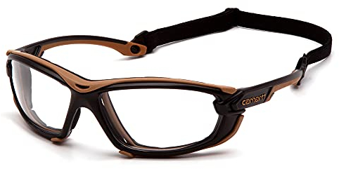 Carhartt Toccoa - Gafas de seguridad, marco negro/bronceado, lente antivaho gris H2MAX