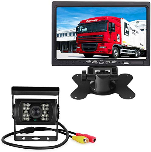 Pumpkin 1:Rückfahrkamera mit Monitor,18LEDs Wasserdichtes Nachtsicht Rückfahrkamera mit 10M Kabel +12V-24V 7 TFT LCD HD Kamera Monitor(Ohne Parklinie) für Bus/LKW/Anhänger/Wohnmobil