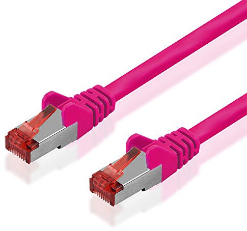 BestPlug 5m DSL Internet Netzwerk Kabel, RJ45-Stecker auf RJ45-Stecker, 250 MHz, Cat.6, S-FTP, Magenta