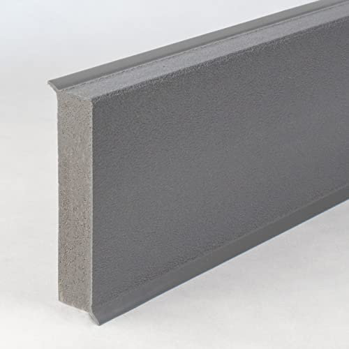 PROVISTON Battiscopa da 10 metri, battiscopa vie, 2500 x 60 x 12 mm, PVC espanso rigido, grigio, listelli in plastica