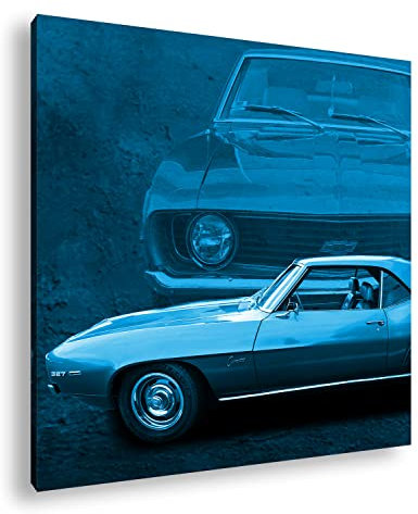 deyoli grüner Ford Chevy Format: 40x40 Effekt: Zeichnung als Leinwandbild, Motiv auf Echtholzrahmen, Hochwertiger Digitaldruck mit Rahmen, Kein Poster oder Plakat