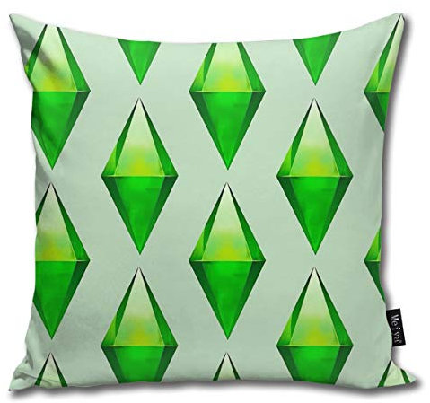 Cocoal-ltd Die Sims Plumbob Dekokissenbezug, 45 x 45 cm, Grün, Buchstabenmuster, Heimdekoration, Geschenk, Sofa- und Stuhlkissen, Auto-Innendekoration, Balkondekoration, Pavillon-Dekoration