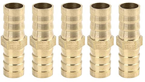 sourcing map Raccord Cannelé tuyau en laiton de 14 mm raccord droit Union pour Air eau gazole 5 pièces
