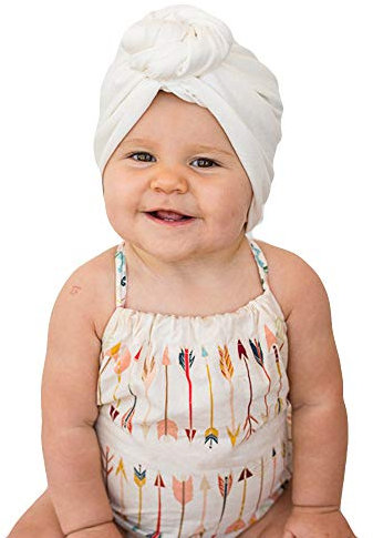 Susenstone Bonnet Bebe Fille Naissance avec Noeud Hiver Chaud en Coton Pas Cher A La Mode Chapeau Bonnet Enfant Fille Garcon Turban 0-6 Mois (0-6 Mois, Blanc)