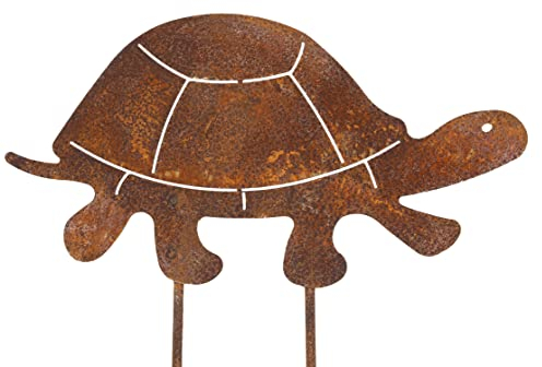 B2S BACK2SEASON Metall Stecker Schildkröte Edelrost Rostfigur Gartenstecker Frühling Dekofigur Figur Deko Breite 20,5 cm