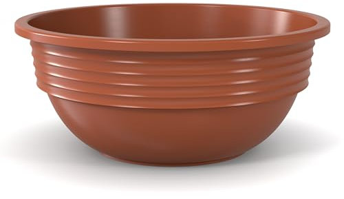 Plastard Blumenschale 25 cm Durchmesser Terrakotta Pflanzschale aus Kunststoff witterungsbeständiger Pflanztopf für Garten Balkon Terrasse runde Pflanzschale großes Pflanzgefäß ohne Löcher