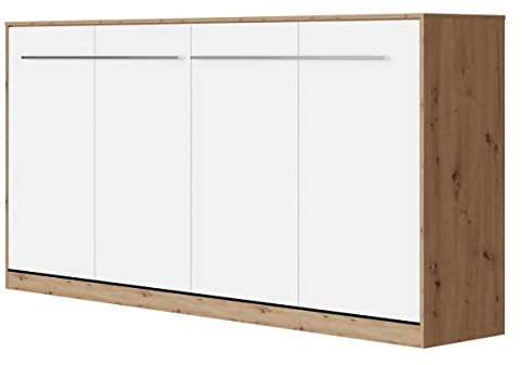 SMARTBett Schrankbett Standard 90x200 120x200 140x200 160x200 Bettschrank Wandbett Wildeiche/Weiss 90 Horizontal