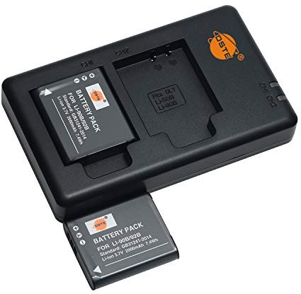LI-90B LI-92B (2 Stück) Wiederaufladbarer Akku Ersatzakku und Dual Ladegerät Kompatibel mit RICOH DB-110,Olympus Stylus TG-1, TG-2, TG-3, TG-4, SH-1, SH-2, SH-3, SH-50, SH-60, XZ-2, SP-100EE usw