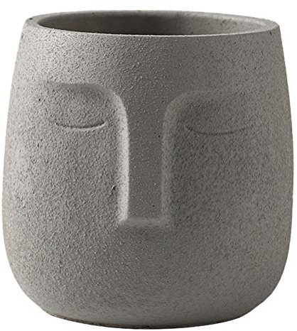 YARNOW 1stk Blumentopf Aus Keramik Gesichtsförmige Vase Körpervase Vase Mit Quadratischem Kopf Kaktus Blumentopf Betonkopf Pflanzer Kaktustopf Deko Blumenarrangement Grüner Dill Büro