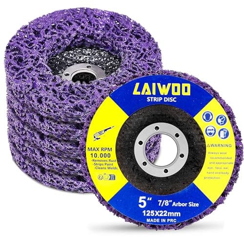 LAIWOO CSD Scheibe Schleifscheibe, Lila Reinigungsscheibe Set, Grobreinigungsscheibe Nylongewebescheibe Lackentfernung Rost für Winkelschleifer (5 Stücke - 125 * 22mm)