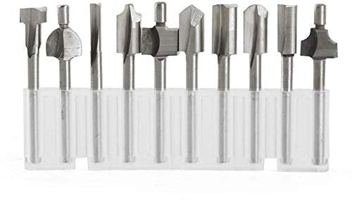 Mesee 10 Stück Fräser Set, HSS Rotary Cutting Grat Mühle Bit, Titanium HSS Spiralbohrer mit 3 mm Schaft Oberfräser Stich für Rotary Werkzeug-Set Holzarbeit, Heimwerker, DIY