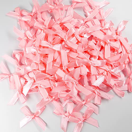 100er Geschenkschleifen,Klein Satinschleife Deko Schleifen für Hochzeit Weihnachten Party Geburtstag Geschenk Scrapbooking Zuckertüten Taufe Streudeko DIY Nähen Haarschmuck Unterwäsche,3x3cm Rosa