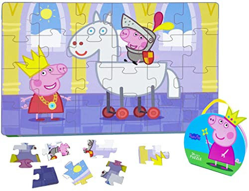 Barbo Toys - Peppa Wutz Kofferpuzzle Prinzessin – 24 Teile Puzzle für Kinder ab 3 Jahren – Puzzle im Koffer mit Prinzessin Peppa – Offizielles Peppa Wutz