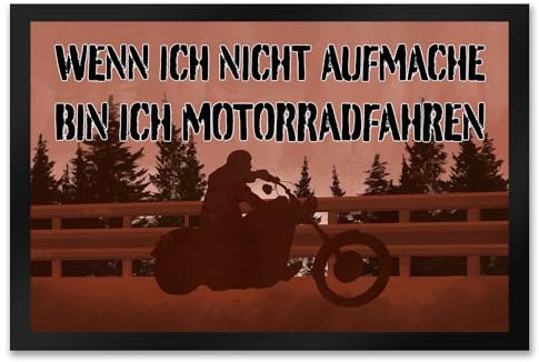 speecheese Wenn ich Nicht aufmache Bin ich Motorradfahren Fußmatte XXL in 50x75 cm mit Chopper witziger Fußabtreter mit Spruch als Geschenk für Biker und Motorradfahrer die es lieben mit dem
