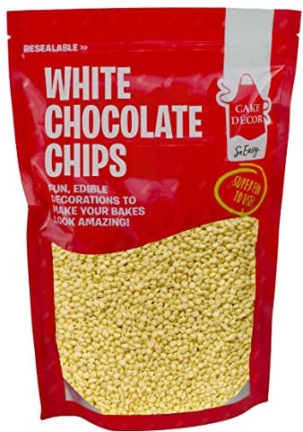 Cake Décor 1kg Premium White Chocolate Chips for Baking Cookies, Muffins, Cakes, Brownies | Resealable Bulk Pack | (1kg White Chocolate Chips)