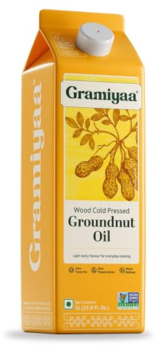 Gramiyaa Cold Pressed Groundnut Oil 1 Litre| Traditionally Extracted | Chemical-free, Zero Trans-fat Cooking Oil | Unrefined | Kachi Ghani Peanut oil for Cooking