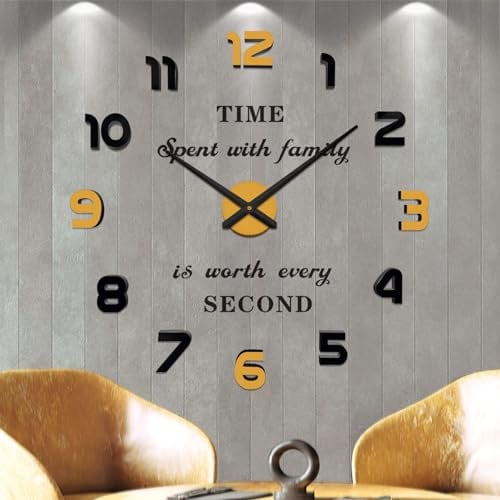 Vangold Moderne Mute DIY große Wanduhr 3D Aufkleber Big Wanduhren für Home Office Decor Geschenk