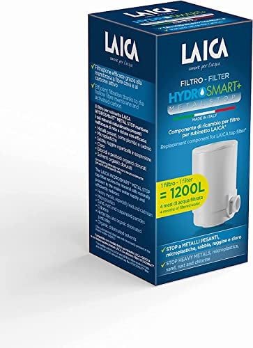 LAICA FR01M Filtre pour Robinet HYDROSMART+ METAL STOP - Composant de Rechange pour GENOVA, 1200 L d'Eau Filtrée, Réduit les Métaux Lourds, Fabriqué en Italie, Blanc