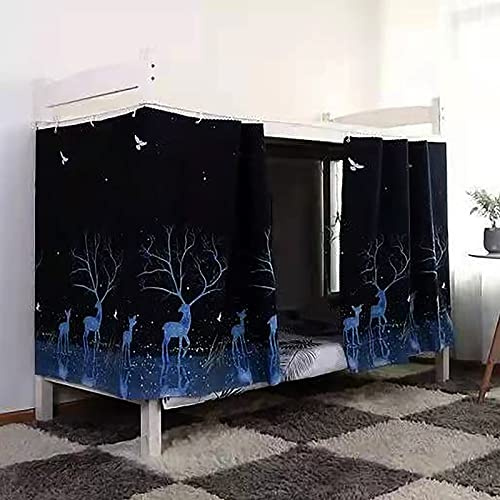 FakeFace 1pcs 1.5m(H) Bettvorhang Vorhang Hochbett Schlafzelt Staubdicht Bett Zelt Vorhang Kinderbett Etagenbett Schlaf Privatsphäre Vorhänge für Studentenwohnheim Kinderzimmer,Hirsch-Muster