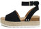Soda Thema offene Zehenschnalle Knöchelriemen Espadrilles Flatform Keilabsatz Freizeit-Sandale, Schwarz, 41 EU