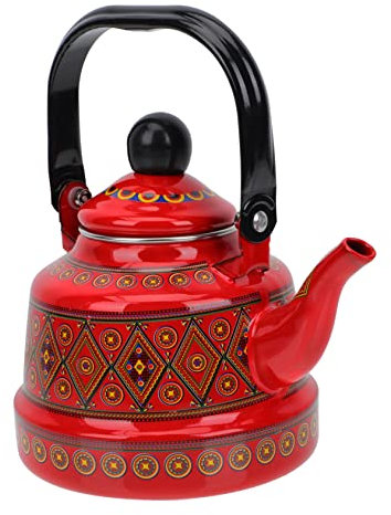 Cabilock Emaille Wasserkocher Türkische Kaffeemaschine Kaffeekanne Glas Wasserkanne Kaffeekessel Emaille Induktionsherd Topf Edelstahl Rot Haushalt Wasserkocher Küche