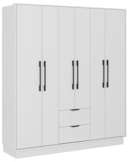Vente-unique-Armario 6 Puertas y 2 cajones - L162 - Blanco - FEOVA