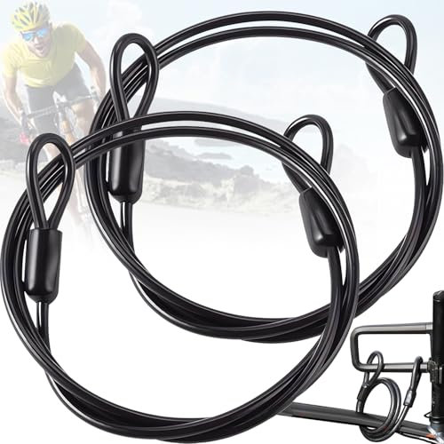 2 Stück Stahlseil Mit Ösen, Seilschloss, Stahlseil Ummantelt,Drahtseil Schloss ,Stahlseil mit Kunststoff Ummantelt, Langes Stahlseil 6mm für Fahrrad Kabelschloss