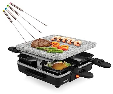 Raclette mit Steinplatte 21x21cm für 4 Personen - Steingrill 600Watt