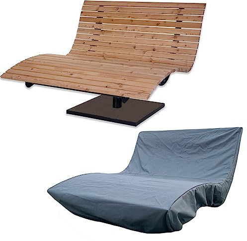 SCALANT Waldsofa Swing + Schutzhülle, drehbar 360°, Lärche, für 2-3 Personen, Sonnenliege, Wellenliege, Relaxliege, Himmelsliege, Holzliege für den Garten