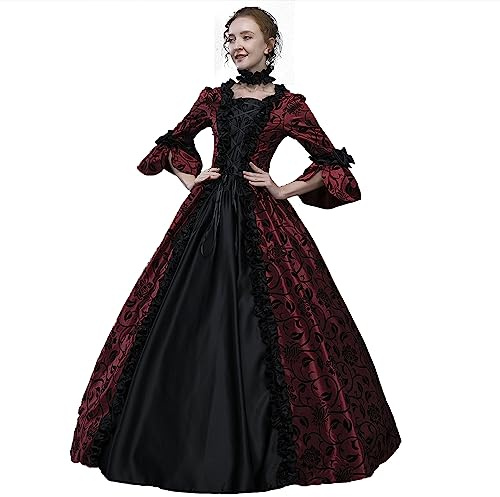 HistoryWomen Damen Langärmeliges Viktorianisches Kleid Kleid